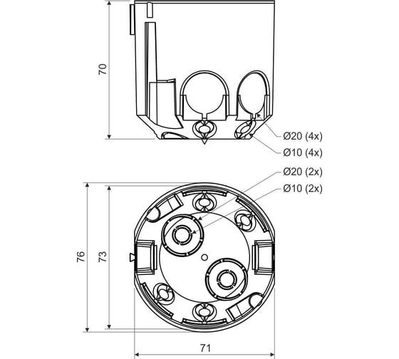 Установочная коробка KOPOS огнестойкая для полых стен KPR 68 / 71L NA D73х70мм KPR 68/71L_NA