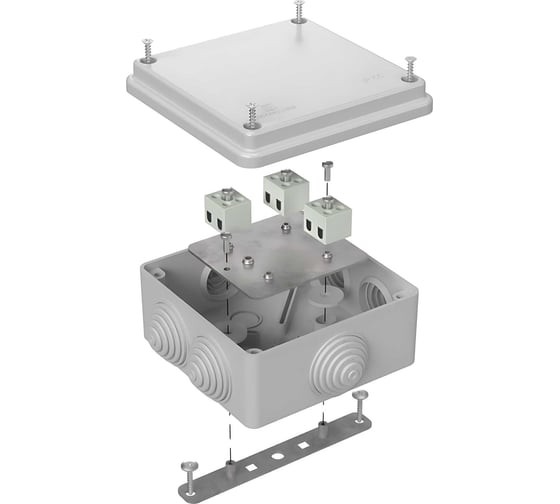 Огнестойкая коробка Промрукав для о/п 40-0300-FR2.5-6 Е15-Е120 RAL7035 100х100х50   40-0300-7035-FR2.5-6