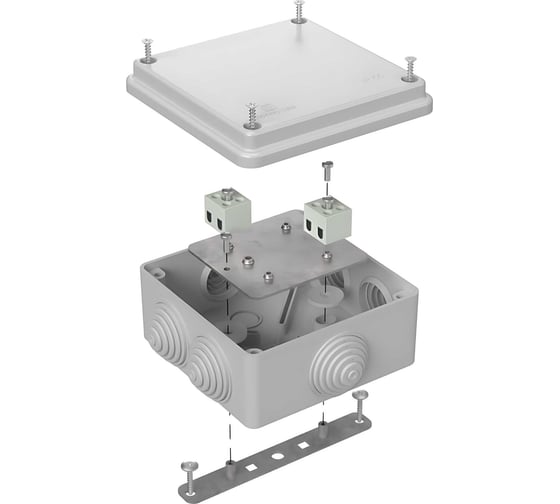 Огнестойкая коробка Промрукав для о/п 40-0300-FR1.5-4 Е15-Е120 RAL7035 100х100х50   40-0300-7035-FR1.5-4