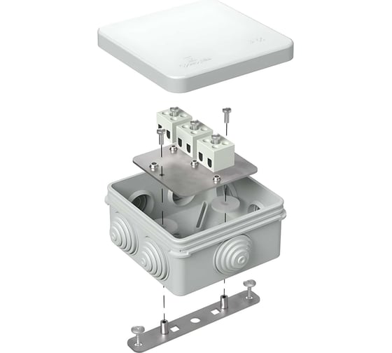 Огнестойкая коробка Промрукав для о/п 40-0210-FR1.5-6 Е15-Е120 RAL7035 80х80х40  40-0210-7035-FR1.5-6 1