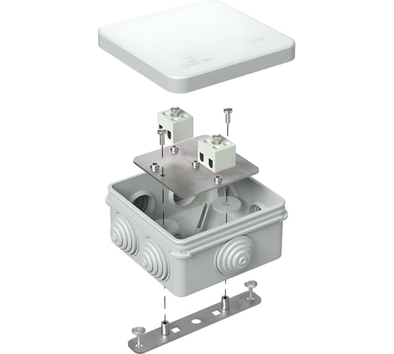Огнестойкая коробка Промрукав для о/п 40-0210-FR1.5-4 Е15-Е120 RAL7035 80х80х40 40-0210-7035-FR1.5-4