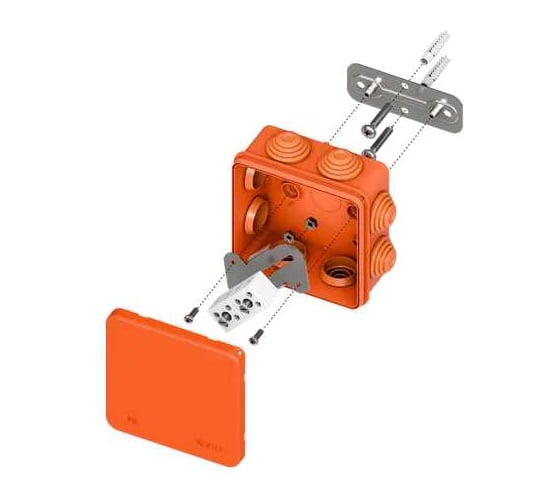 Коробка огнестойкая EKF E45, 85x85x40 мм, с клеммниками, 4 полюса, 0.5-10 мм2, IP55 HF plc-kmfr-85-410