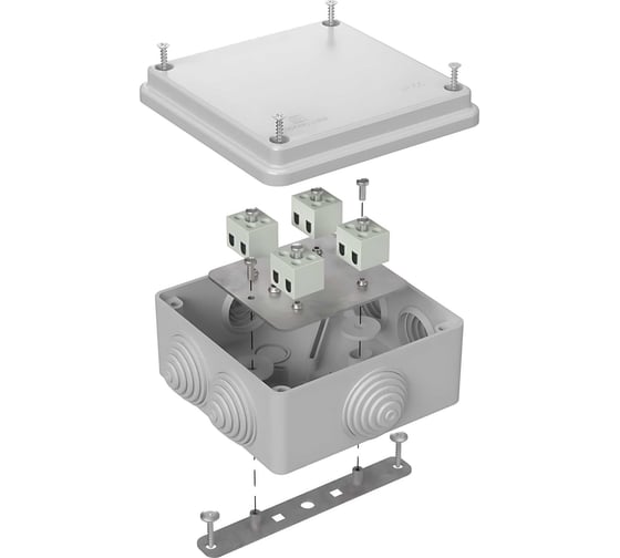 Огнестойкая коробка Промрукав для о/п 40-0300-FR2.5-8 Е15-Е120 RAL7035 100х100х50   40-0300-7035-FR2.5-8
