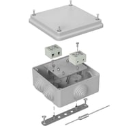 Огнестойкая коробка Промрукав для о/п 40-0300-FR6.0-4-П Е15-Е120 с термопредохранителем RAL7035 100х100х50 40-0300-7035-FR6.0-4-П