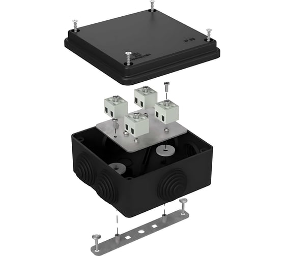Огнестойкая коробка Промрукав для о/п 40-0300-FR1.5-8 Е15-Е120 RAL9005 100х100х50   40-0300-9005-FR1.5-8