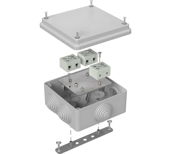 Огнестойкая коробка Промрукав для о/п 40-0300-FR6.0-6 Е15-Е120 RAL7035 100х100х50   40-0300-7035-FR6.0-6