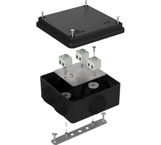 Огнестойкая коробка Промрукав для о/п 40-0300-FR1.5-6 Е15-Е120 RAL9005 100х100х50   40-0300-9005-FR1.5-6