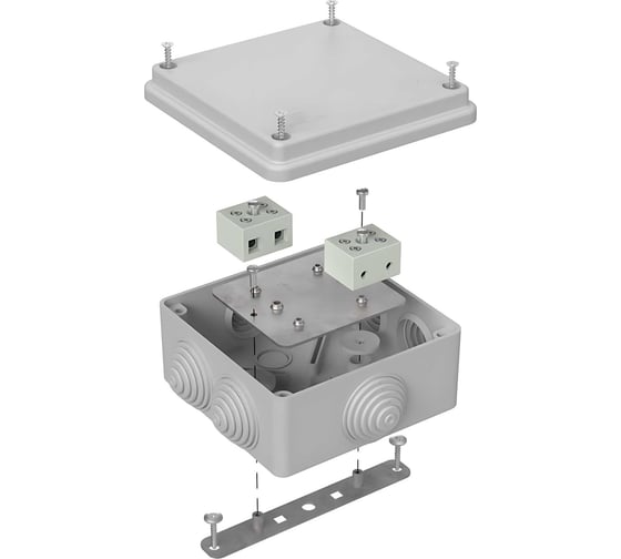 Огнестойкая коробка Промрукав для о/п 40-0300-FR6.0-4 Е15-Е120 RAL7035 100х100х50   40-0300-7035-FR6.0-4