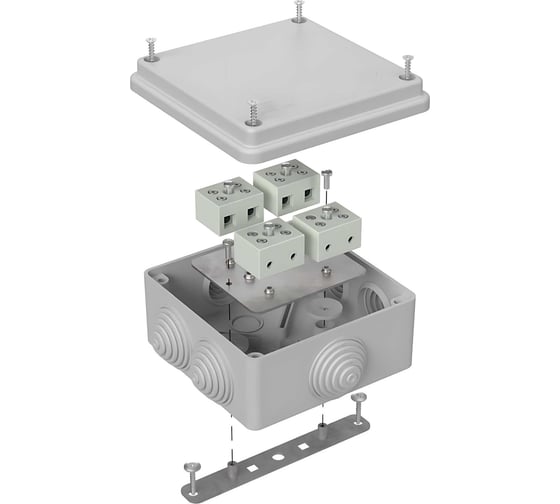 Огнестойкая коробка Промрукав для о/п 40-0300-FR6.0-8 Е15-Е120 RAL7035 100х100х50   40-0300-7035-FR6.0-8