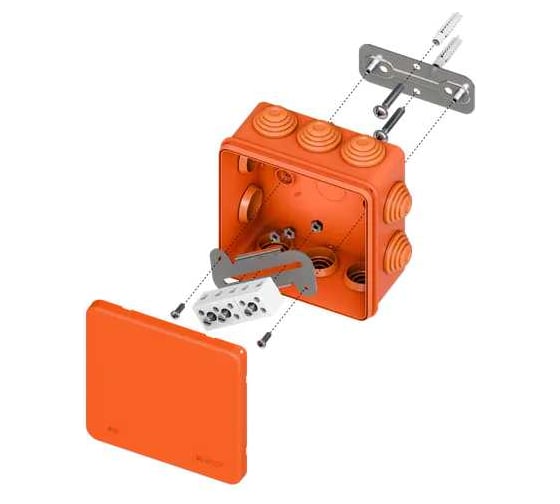 Коробка огнестойкая EKF E45, 100x100x50 мм, с клеммниками, 5 полюсов, 0.5-10 мм2, IP55 HF plc-kmfr-100-510 1