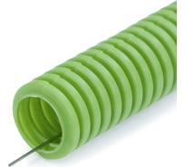 Труба гофрированная Промрукав ПВХ, лёгкая, 350 Н, зелёная, с зондом, d20 мм, 100 метров в упаковке PR01.00383