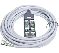 Распределительная коробка, M12-A3-8K4P-10.0PVC/ GY разъем М12, портов 8, 4pin, PNP, кабель ПВХ серый 10м, VELLEDQ 08-00034417