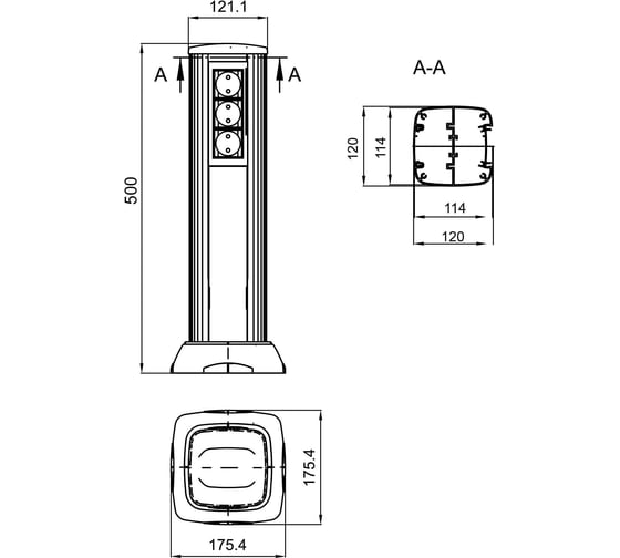 Алюминиевая колонна DKC 0.5 м, цвет темно серебристый металлик 19554