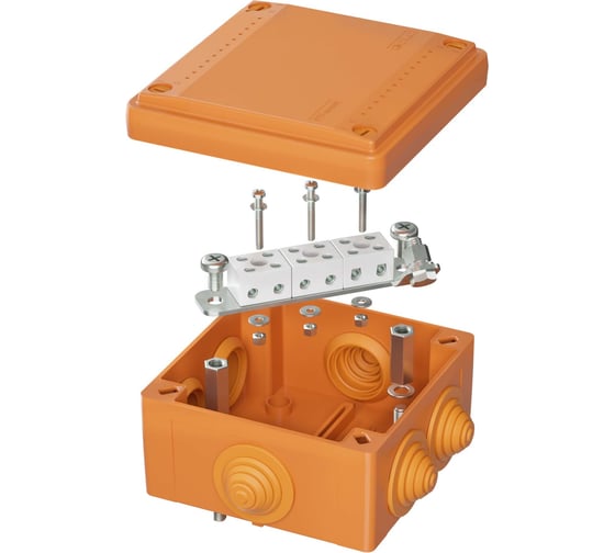 Коробка пластиковая DKC FS с кабельными вводами и клеммниками, IP55, 100x100x50 мм, 6р, 450V, 6A, 4 мм2 1 ШТ FSB11604