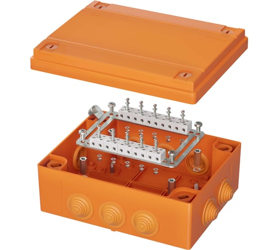 Коробка пластиковая DKC FS с кабельными вводами и клеммниками, IP55, 240x190x90 мм, 20р, 450V, 6A, 4 мм2 1 ШТ FSB412004