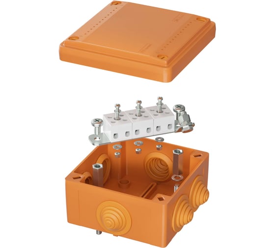 Коробка пластиковая DKC FS с кабельными вводами и клеммниками, IP55, 100x100x50 мм, 5р, 450V, 10A, 6 мм2 1 ШТ FSB11506 1