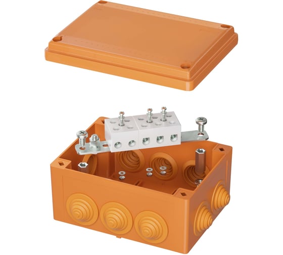 Коробка пластиковая DKC FS с кабельными вводами и клеммниками, IP55, 150x110x70 мм, 5р, 450V, 30A, 16 мм2 1 ШТ FSB21516 1