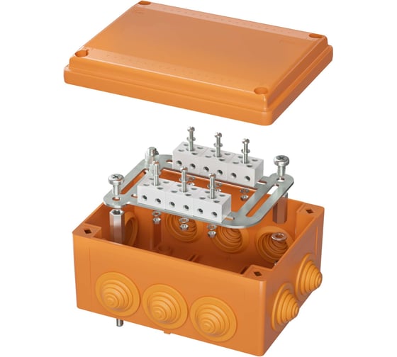 Коробка пластиковая DKC FS с кабельными вводами и клеммниками, IP55, 240x190x90 мм, 8р, 450V, 32A, 10 мм2, нерж.контакт 1 ШТ FSK41810
