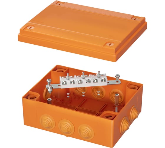 Коробка пластиковая DKC FS с кабельными вводами и клеммниками, IP55, 240x190x90 мм, 6р, 450V, 32A, 10 мм2, нерж.контакт 1 ШТ FSK41610