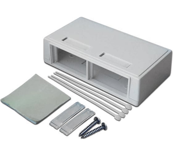 Настенная коробка LANMASTER на 2 модульные вставки, белая LAN-MB-M4-WH