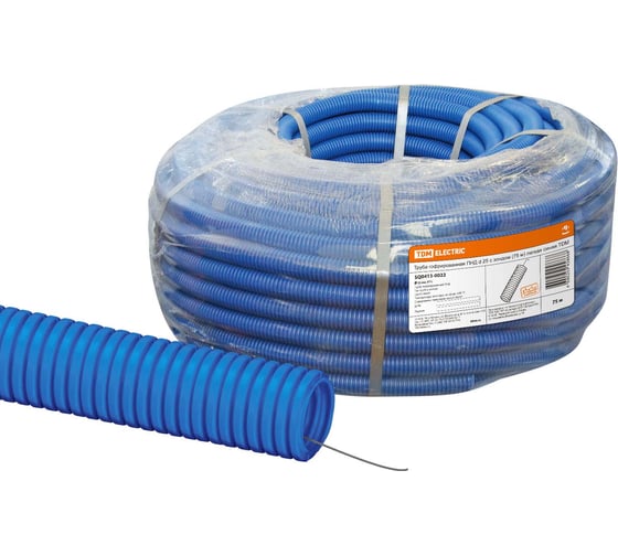 Гофрированная труба TDM ELECTRIC ПВХ d 25 с зондом 25 м легкая SQ0401-0023 - выгодная цена, отзывы, характеристики, фото - купить в Москве и РФ