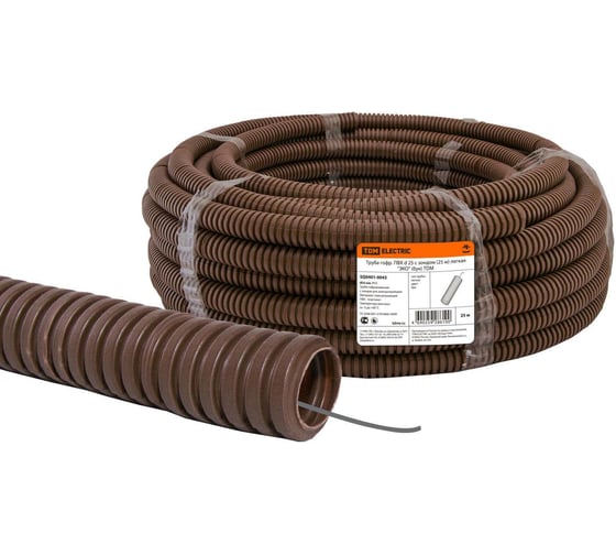 Гофрированная труба TDM ELECTRIC ПВХ d 25 с зондом 25 м легкая ЭКО бук SQ0401-0043