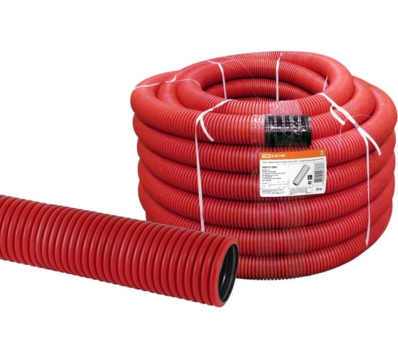 Гофрированная труба TDM ELECTRIC двустенная ПНД d 63 с зондом 20 м/уп. красная SQ0413-2063