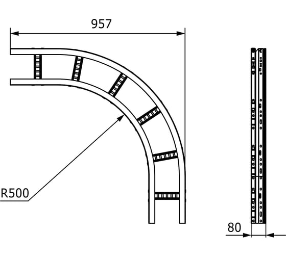 Лестничный угол DKC 90 градусов, 80x200, R660, горячий цинк, ULD682HDZ 98174