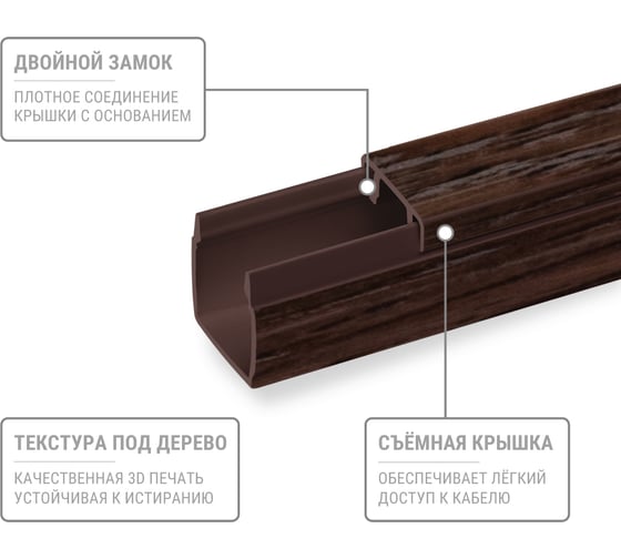 Кабель-канал TDM ELECTRIC темно-коричневый 12х12, 2 метра, упаковка 70 штук "ЭКО" 3D венге SQ0402-2401