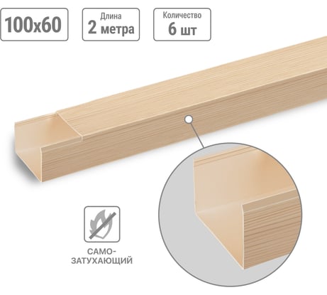 Кабель-канал TDM ELECTRIC бежевый 100х60, 2 метра, упаковка 6 штук "ЭКО" 3D сосна SQ0402-2310