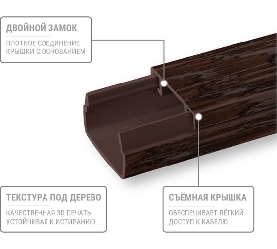 Кабель-канал TDM ELECTRIC 15х10 темно-коричневый, 2 метра, упаковка 70 штук "ЭКО" 3D венге SQ0402-2402