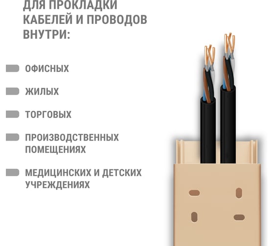 Кабель-канал TDM ELECTRIC бежевый 60х40, 2 метра, упаковка 9 штук "ЭКО" 3D сосна SQ0402-2309