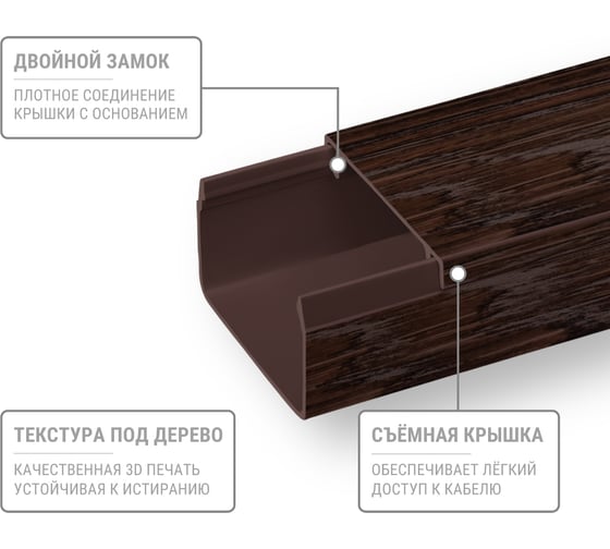 Кабель-канал TDM ELECTRIC темно-коричневый 25х16, 2 метра, упаковка 30 штук "ЭКО" 3D венге SQ0402-2405