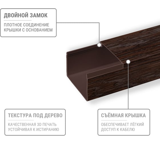 Кабель-канал TDM ELECTRIC темно-коричневый 40х25 2 метра, упаковка 20 штук "ЭКО" 3D венге SQ0402-2408