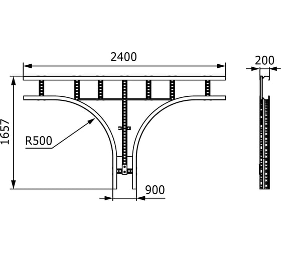 Т-ответвитель DKC лестничный 200x900, R660, горячий цинк ULT629HDZ