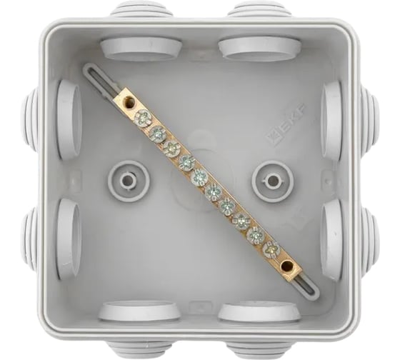 Коробка уравнивания потенциалов EKF КУП-030-031 с крышкой наружная (85x85x40) для прямого монтажа 8 мембр. вводов серая IP55 plc-kmr-030-031-g