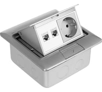 Лючок напольный DATAREX 4 модуля, выдвижной, алюминий, в бетон, серебрянный DR-PRO-013822