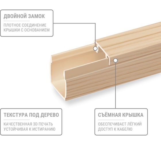 Кабель-канал TDM ELECTRIC 12x12, 1 метр, упаковка 12 штук "ЭКО" 3D сосна SQ0402-4301