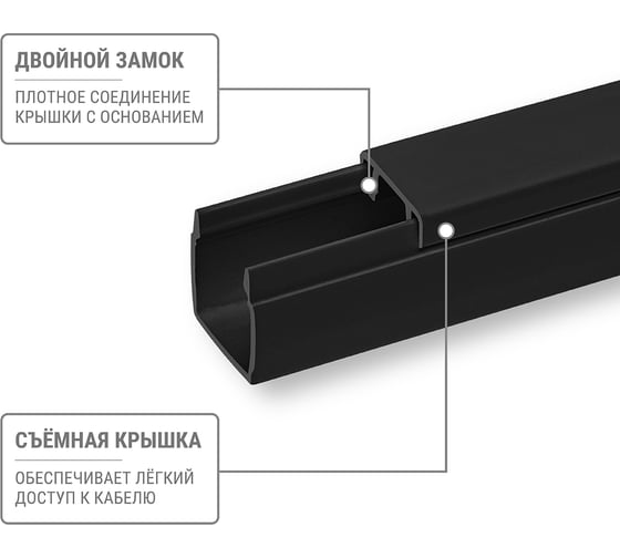 Кабель-канал TDM ELECTRIC чёрный 12x12, 1 метр, упаковка 12 штук SQ0402-4901