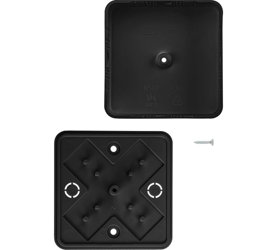 Коробка распаячная TDM ELECTRIC КР 75x75x28 ОП черная IP40, упаковка 460 штук SQ1401-0255