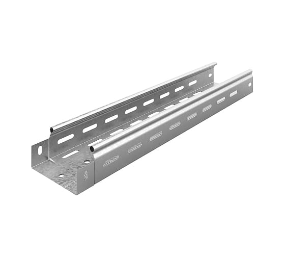 Металлический лоток перфорированный OSTEC 150x50x3000, толщина 0,7 мм, Сендзимир цинк (в упаковке 2 шт) ЛПМЗТ-150х50х3000-0,7-СЦ