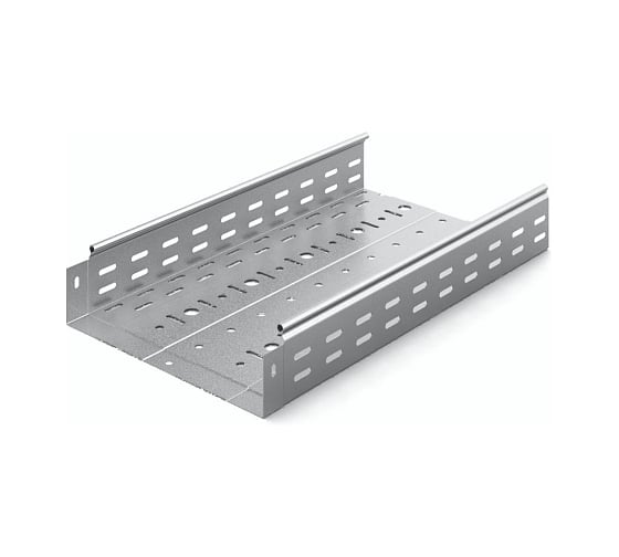 Металлический лоток перфорированный OSTEC 300x80x3000, толщина 0,8 мм, Сендзимир цинк (в упаковке 2 шт) ЛПМЗТ-300х80х3000-0,8-СЦ 1