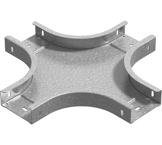 Разветвитель крестообразный горизонтальный к лотку OSTEC ПЛК 200x110, толщина 1.5 мм, Сендзимир цинк ХРП-200х110-1,5-R100-СЦ