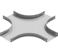 Разветвитель крестообразный плавный универсальный к лотку OSTEC 100x80 радиус 200 мм, толщина 1.5 мм, Сендзимир цинк ХТРП-100х80-1,5-R200-СЦ