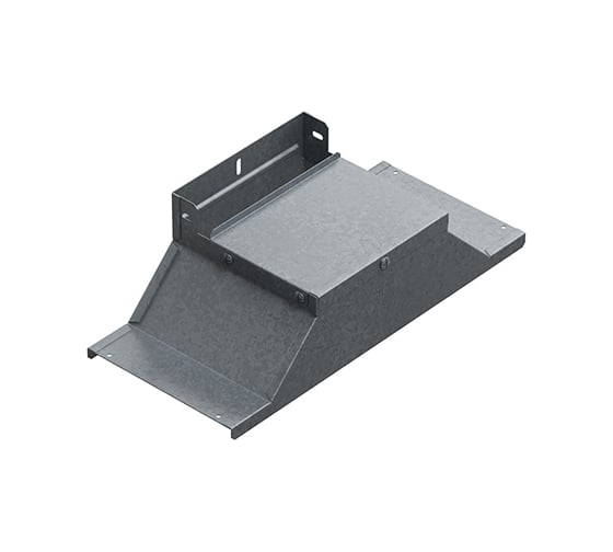 Крышка-ответвитель вертикальный боковой OSTEC к лотку 400x80, толщина 1,0 мм, Сендзимир цинк КОВБ-400х80-1,0-СЦ 1