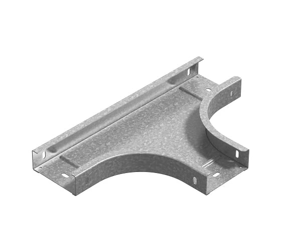 Т-отвод горизонтальный OSTEC к лотку ПЛК 600x85, толщина 1,5 мм, Сендзимир цинк ТП-600х85-1,5-R100-СЦ 1