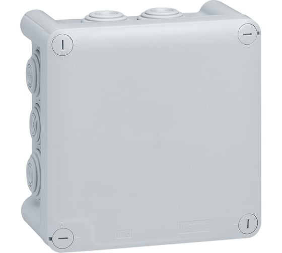 Квадратная коробка Legrand - 130x130x74 - Plexo - IP 55 - серый - 10 кабельных вводов - 65 092032