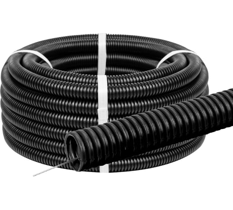 Труба гофрированная TDM ELECTRIC ПНД d 25 с зондом (10 м) легкая 350Н черная TDM SQ0413-0123
