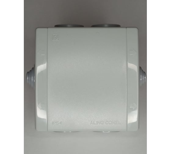 Разводная коробка Aling-conel POWER с шестью гнездами IP54 500В 80х80 открытой установки, серый 263.1 146051
