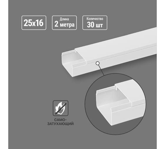 Кабель-канал TDM ELECTRIC белый 25х16 2 м упаковка 30 шт SQ0402-1005 1